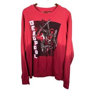 Marvel Men's Size Large Red Deadpool Graphic Superhero Long Sleeve‎ Sweatshirt